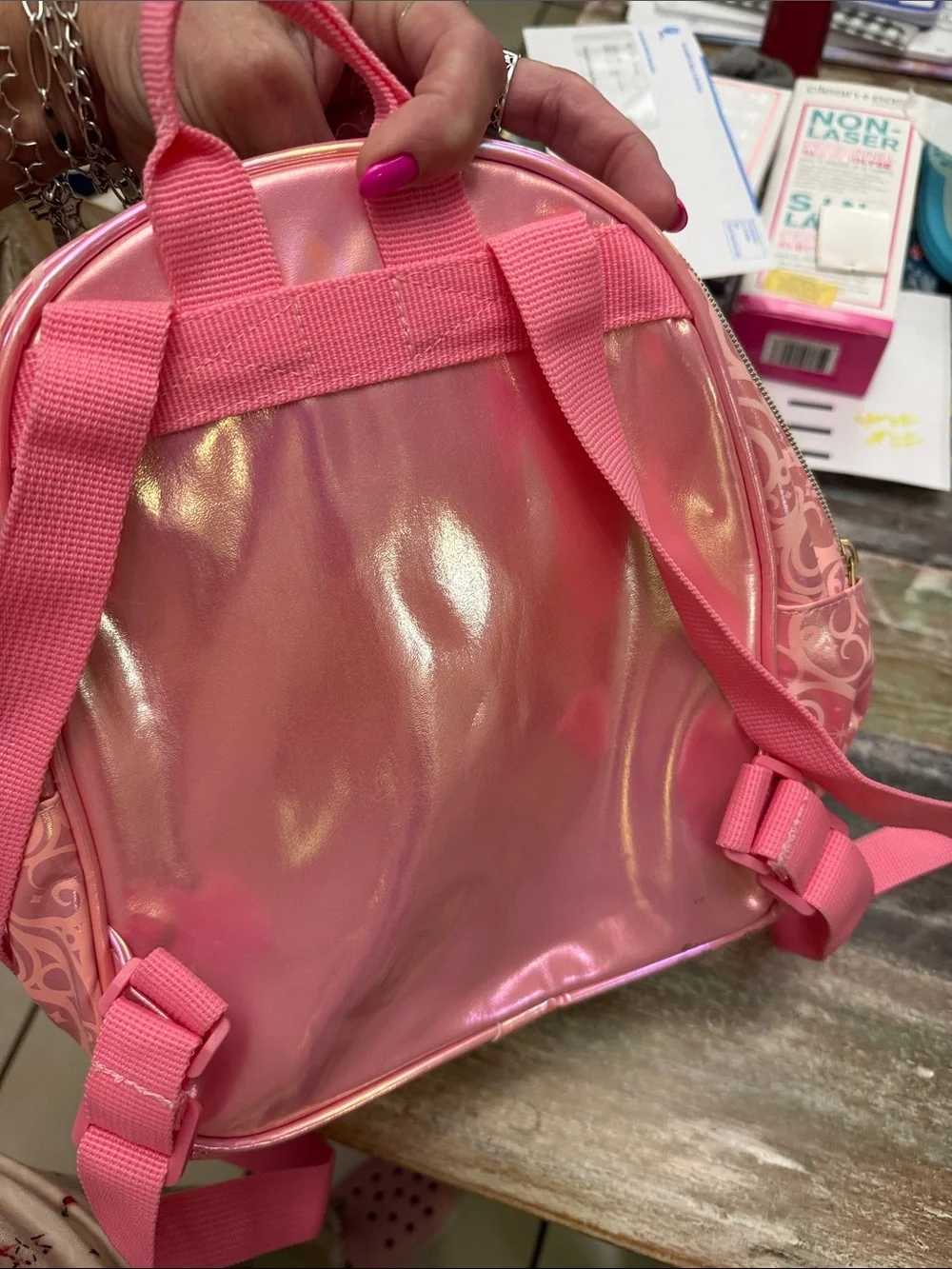 Ulta Beauty Pink Iridescent Mini Backpack with Crown Motif